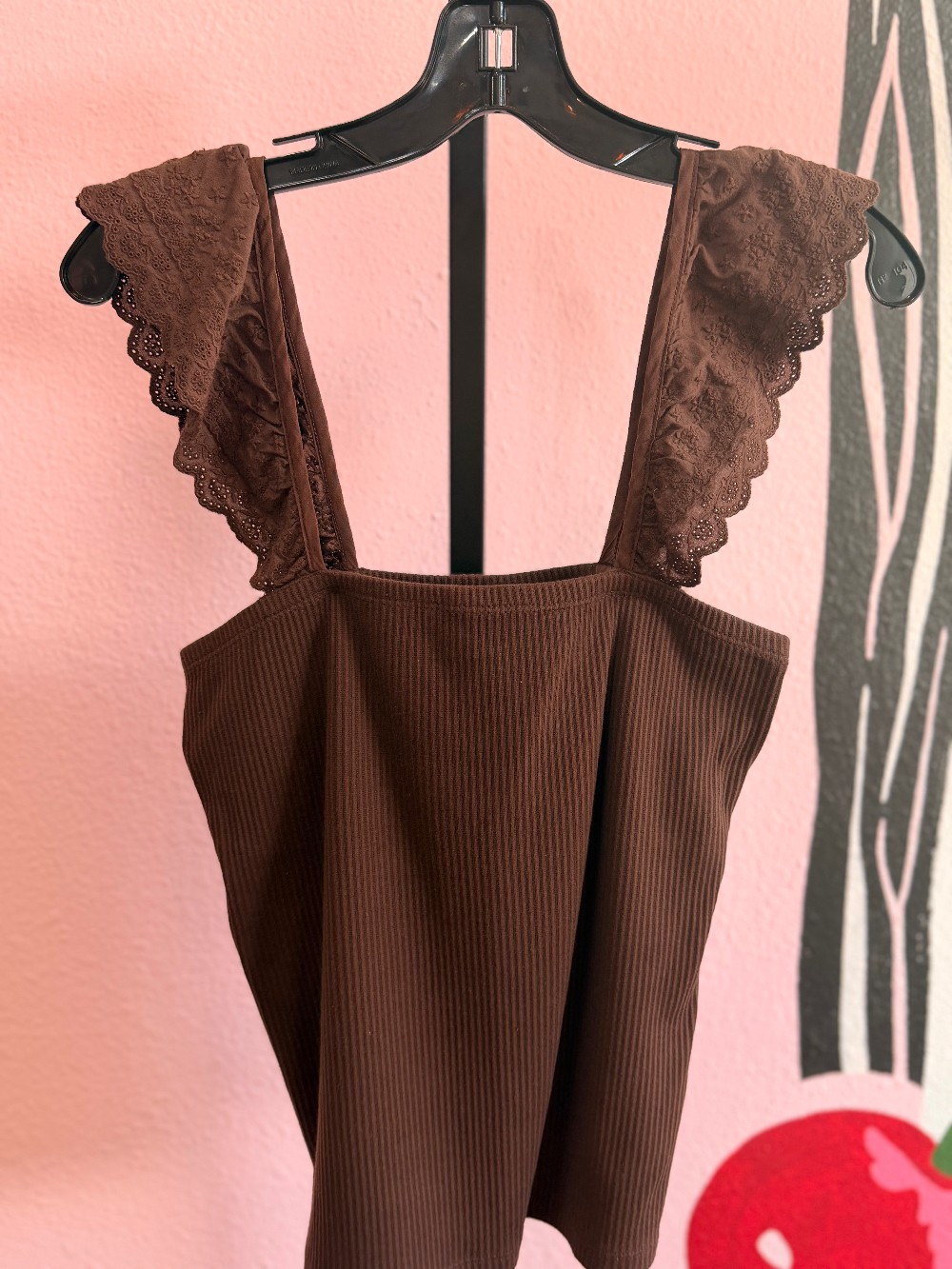 Gap Ribbed Eyelet Ruffle Tank Top