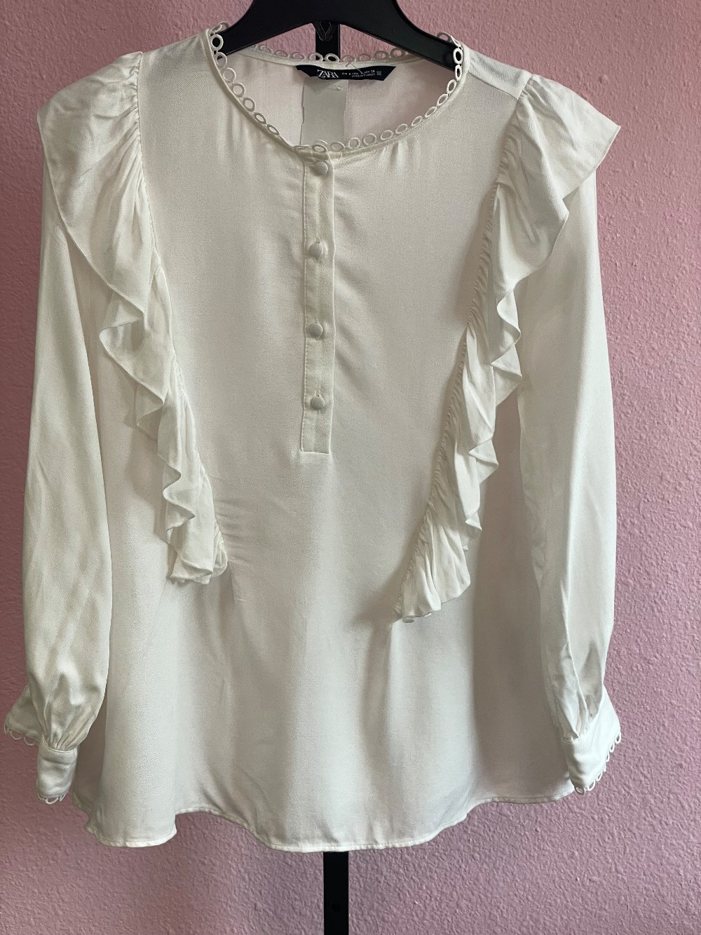 Zara Ruffle Front Peasant Blouse