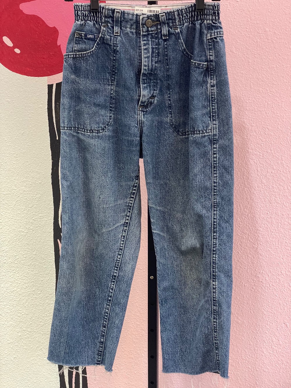 Lee Vintage Elastic Waist Raw Hem Jeans