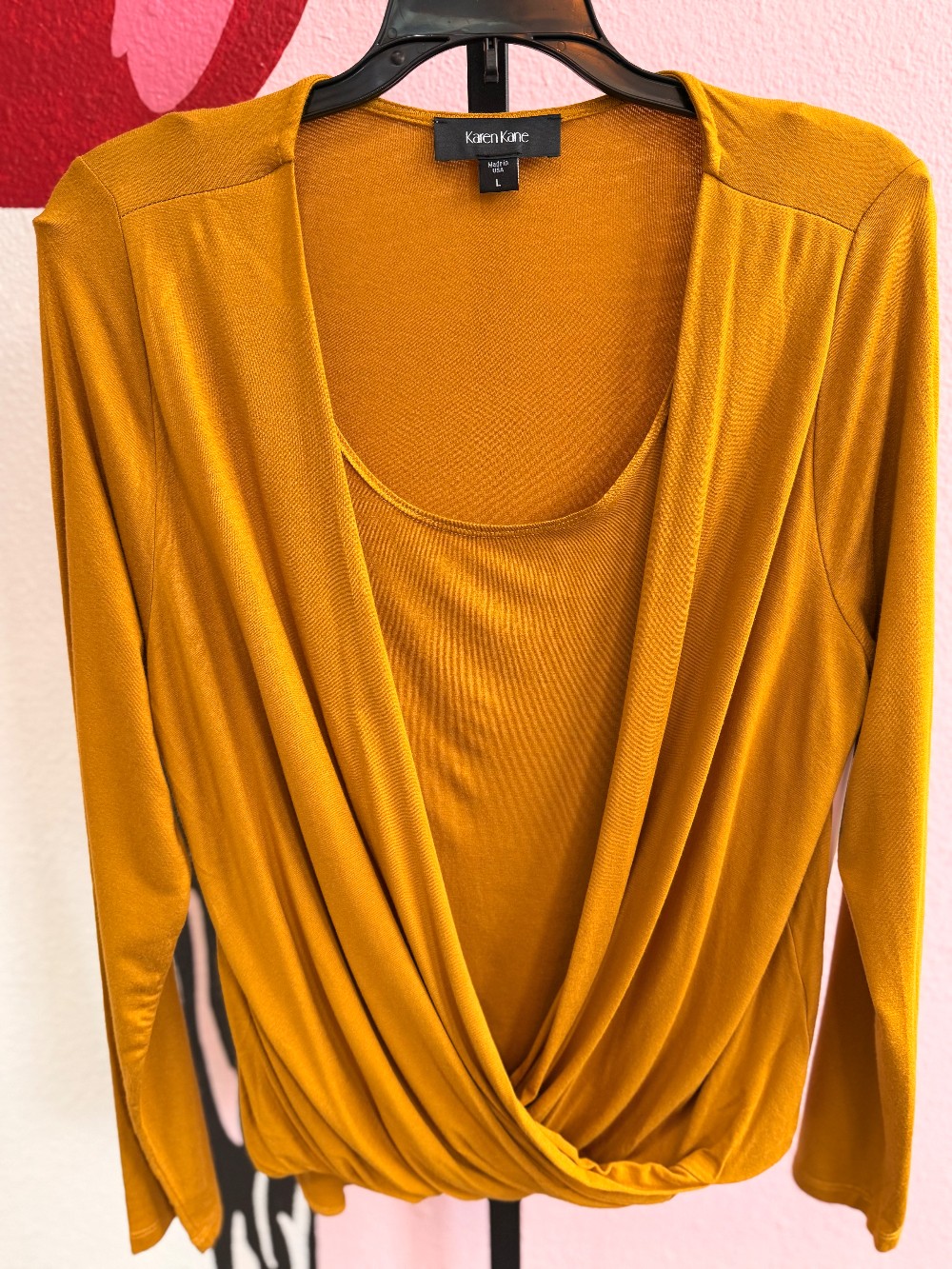 Karen Kane Faux Wrap Long Sleeve Top