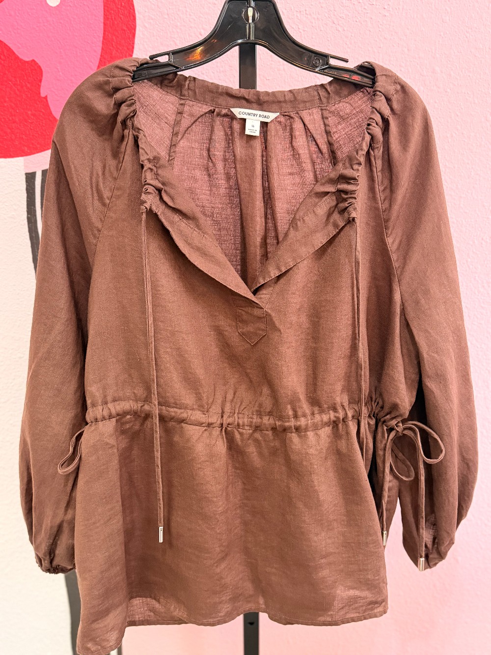 Country Road Ramie Cinch Waist Top