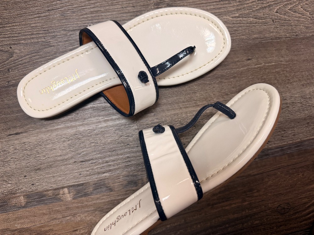 J McLaughlin Patent Leather Thong Sandal