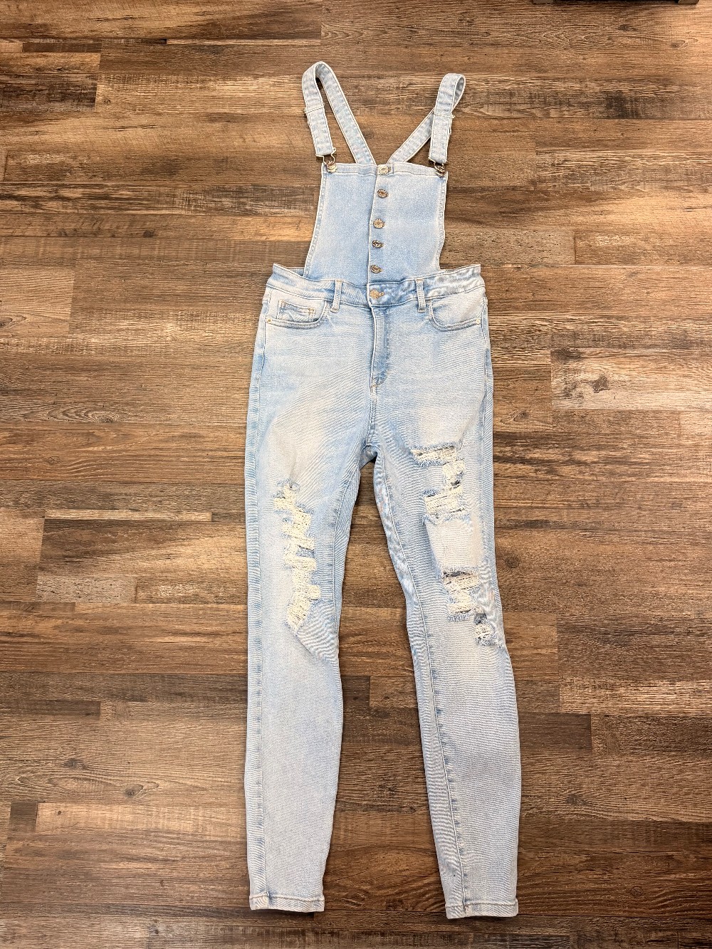 Guess Distressed Denim Overalls