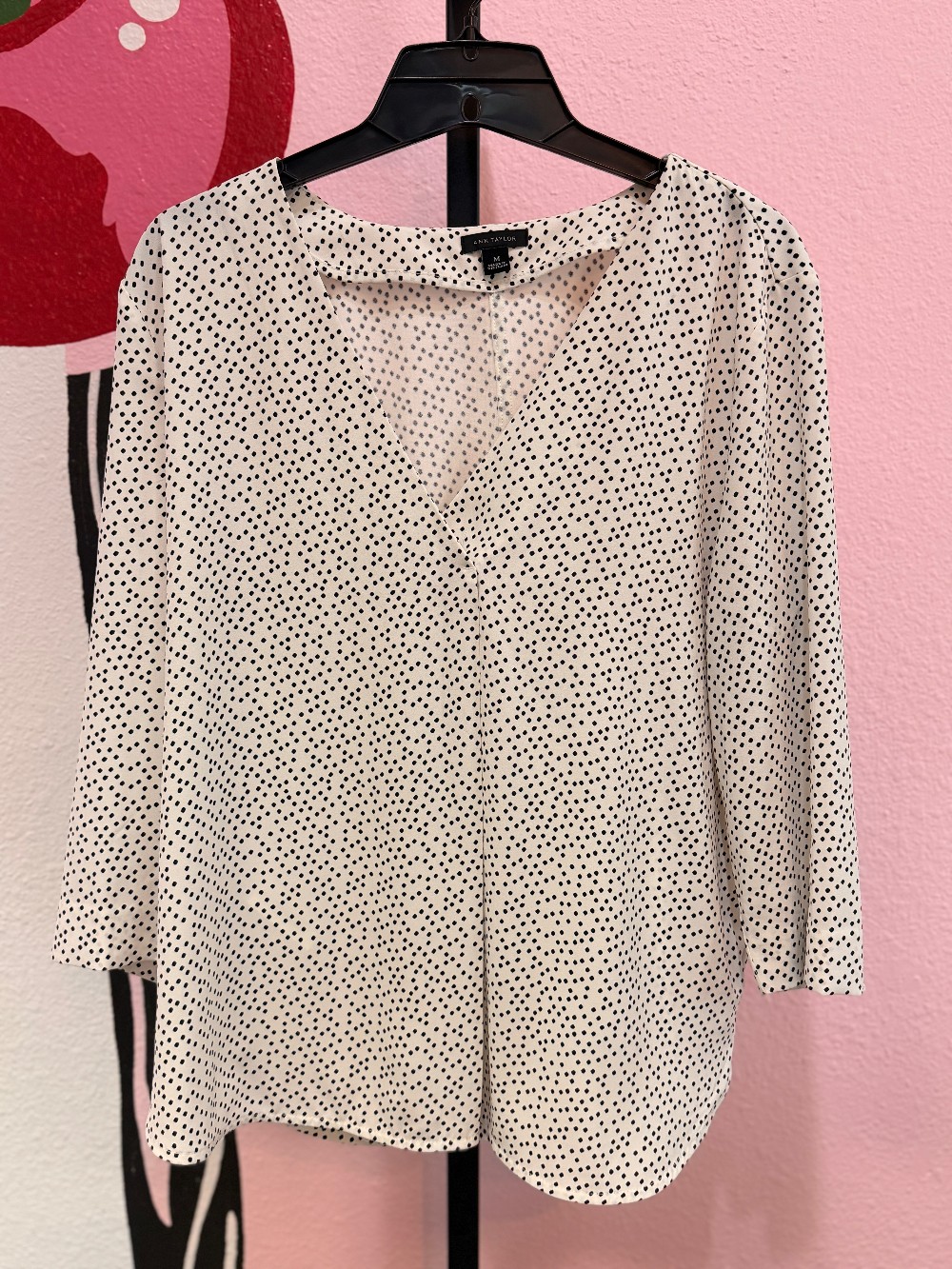 Ann Taylor Polka Dot V-neck Blouse