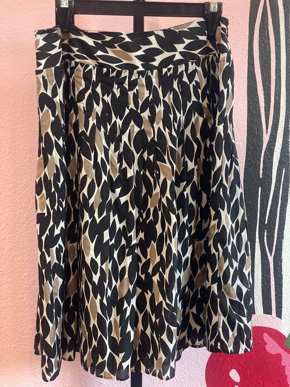 Liz Claiborne Leaf Print Silk/Cotton Blend Skirt