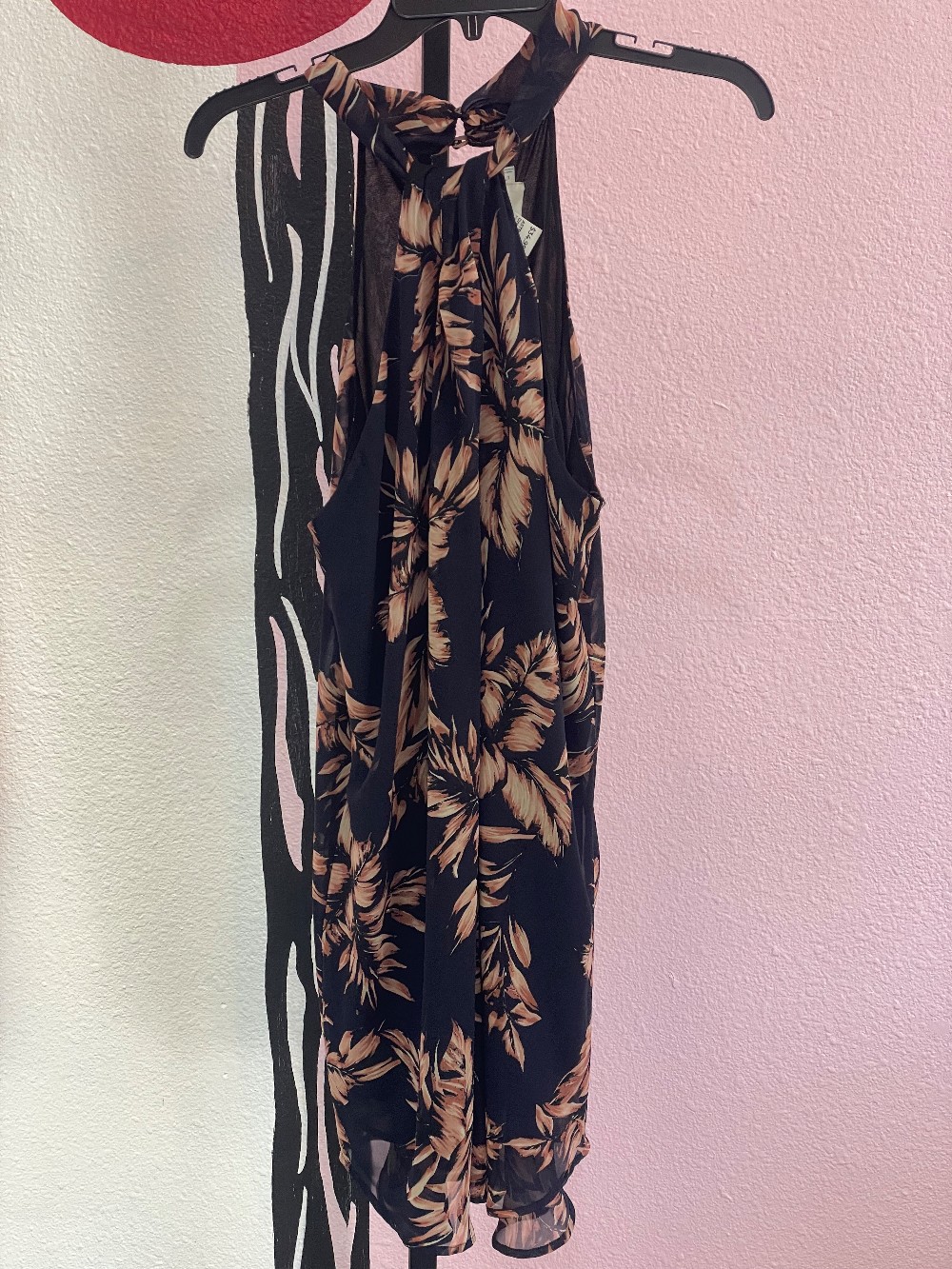 ASTR Leaf Print Twist Halter Dress