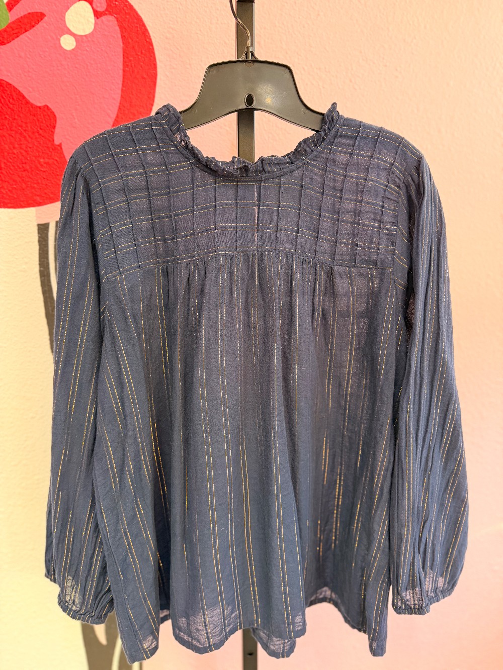 Maeve Metallic Striped Peasant Blouse