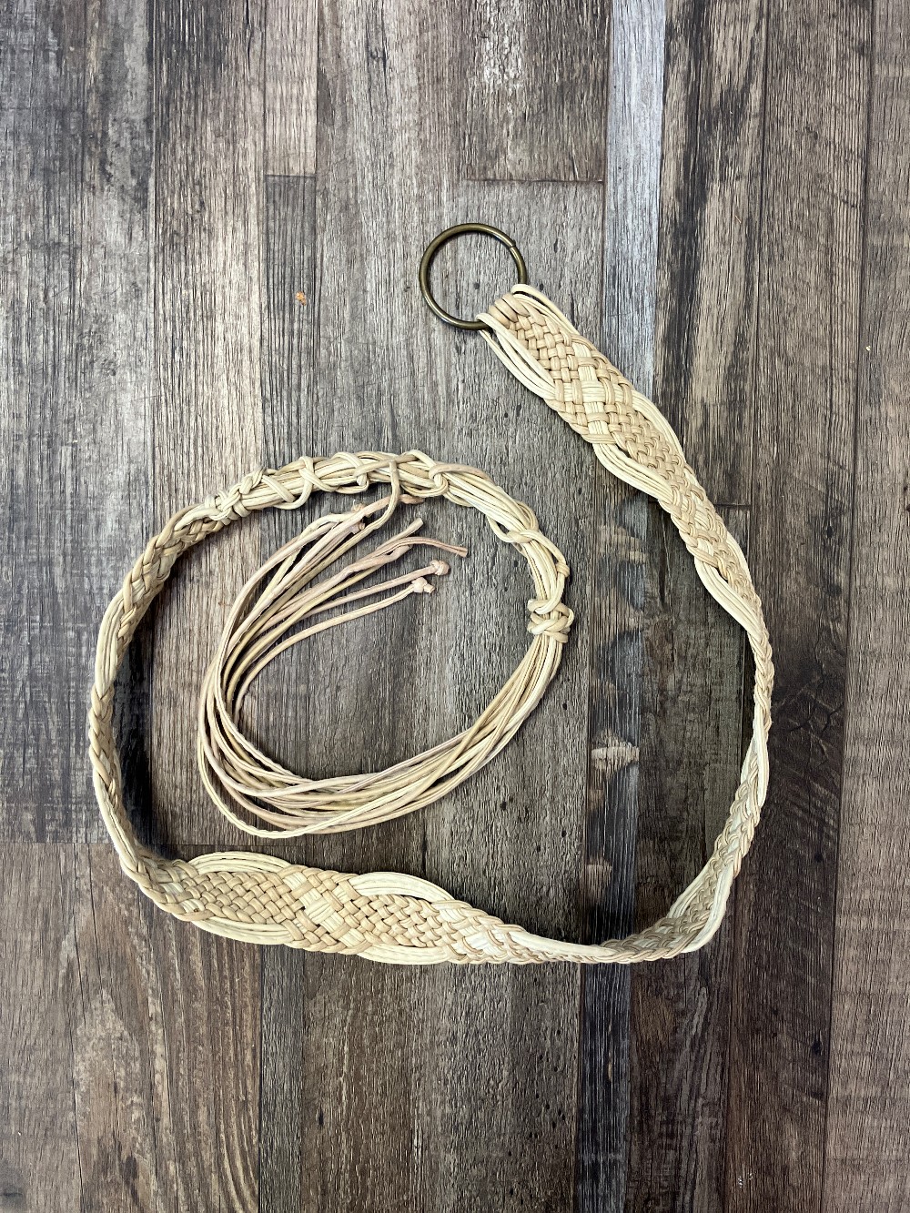 Brass Ring Vinyl Braided Belt