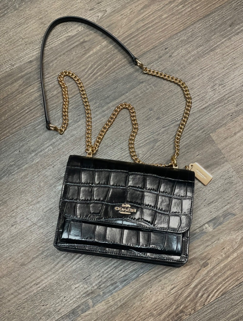 Coach Klare Crocodile Chain Crossbody