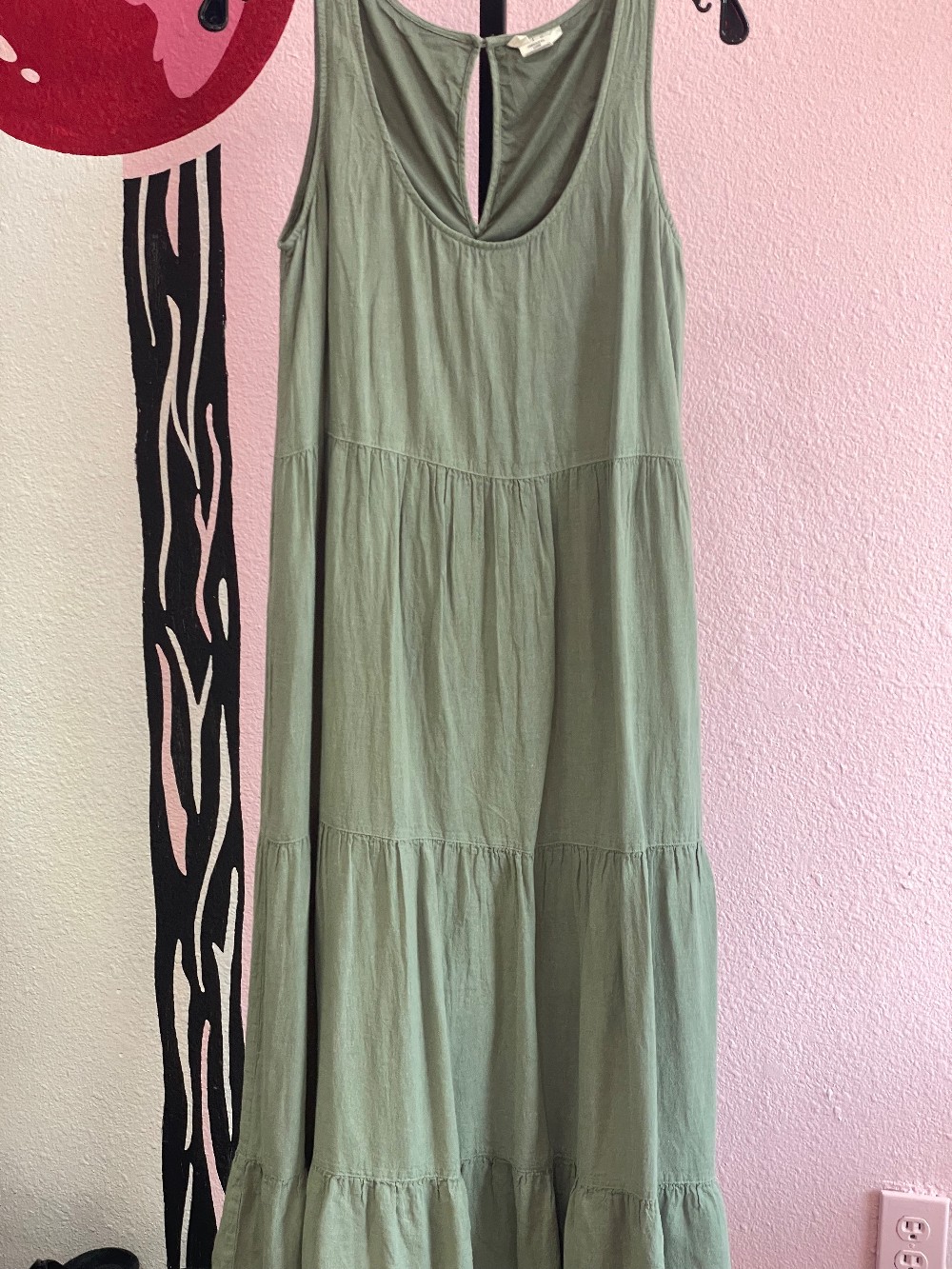 Nicole Miller Linen Blend Tiered Maxi Dress