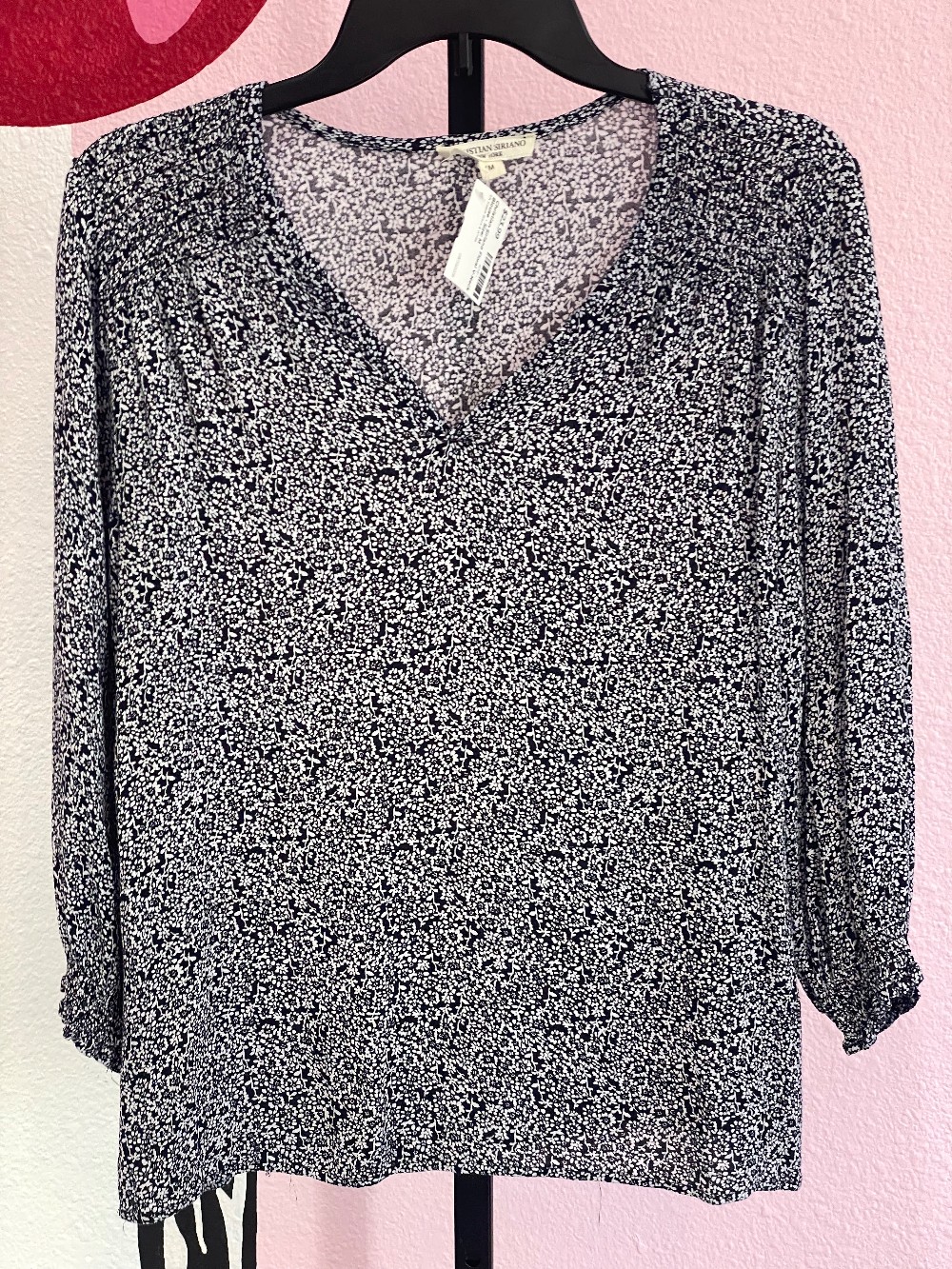 Christian Siriano Floral V-Neck Blouse