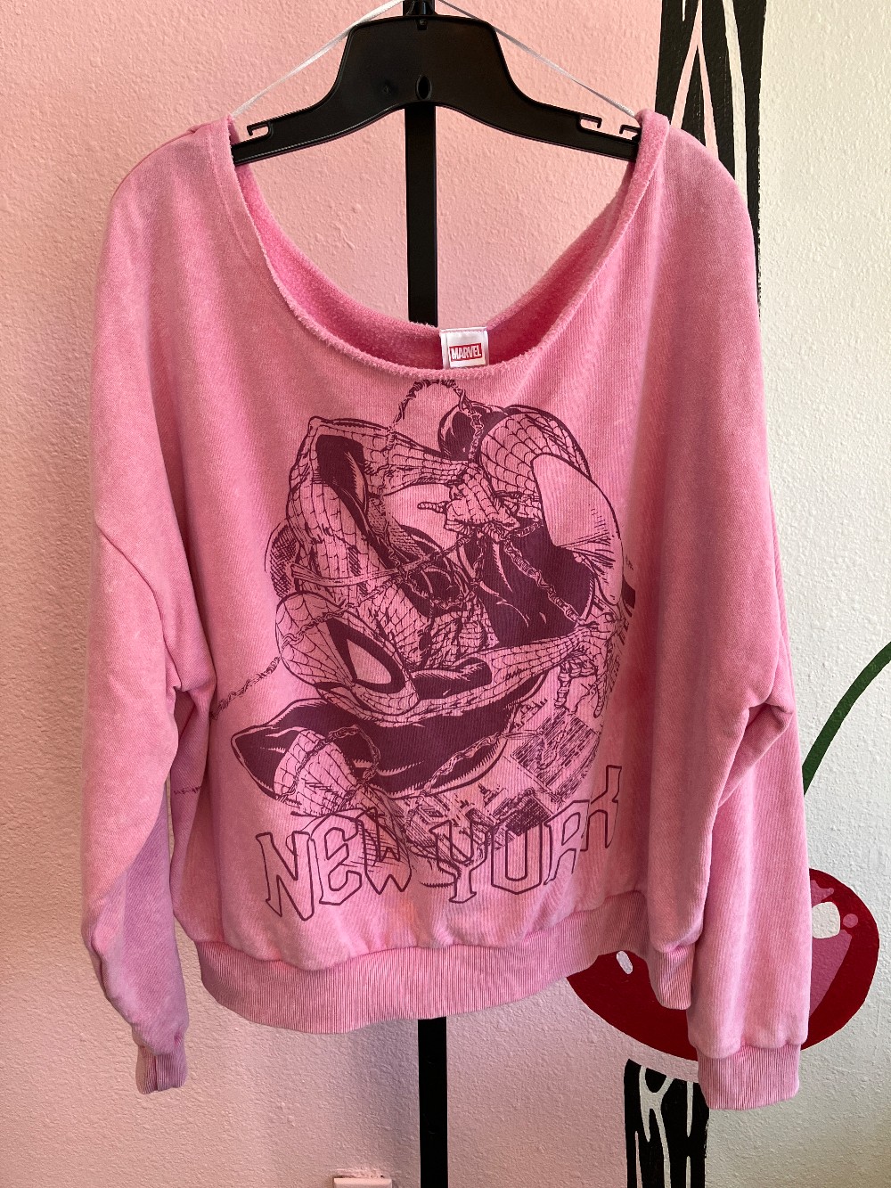 Marvel Spider-Man New York Off Shoulder Crewneck