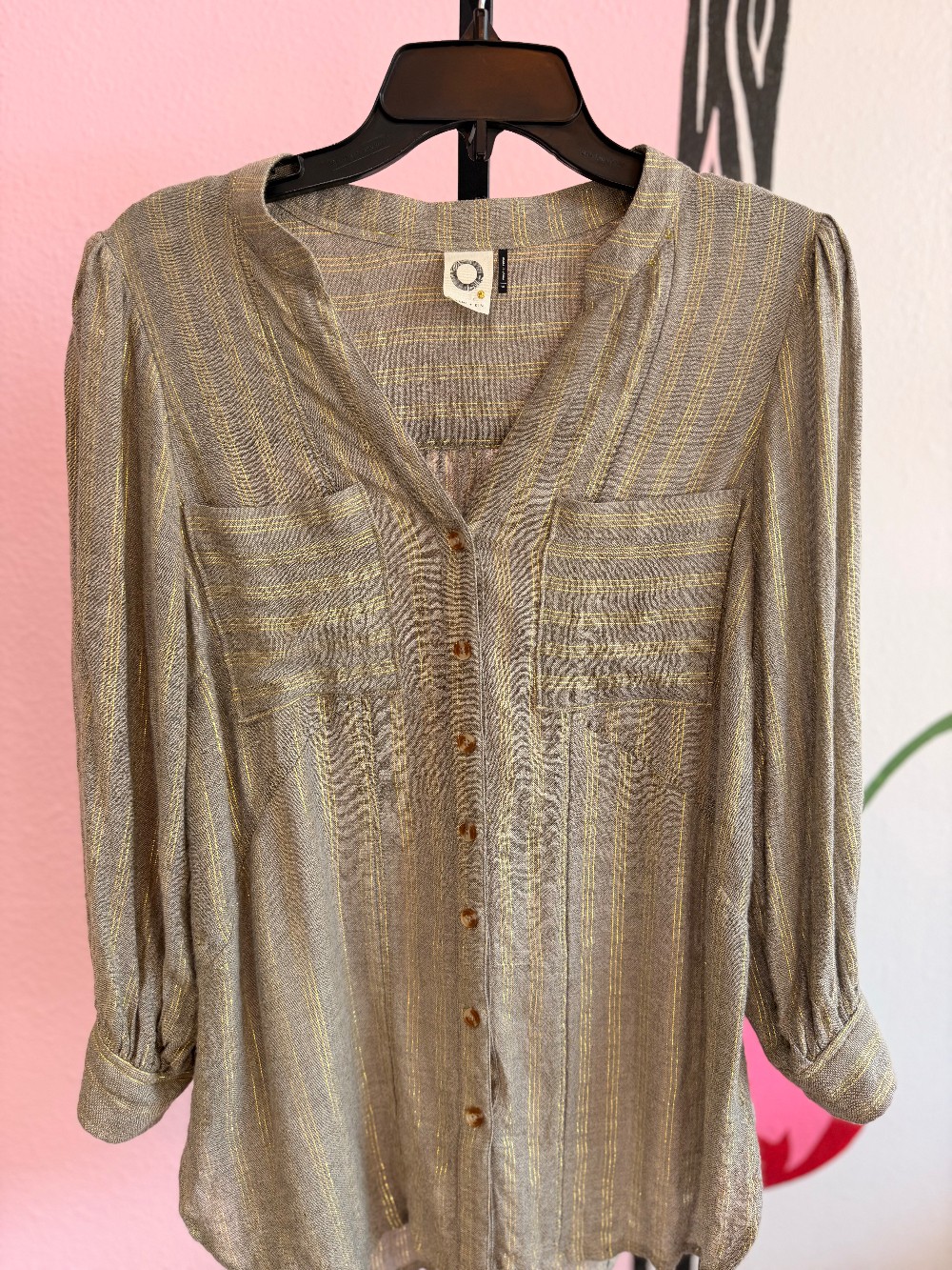 Akemi + Kin Linen Button Down Top