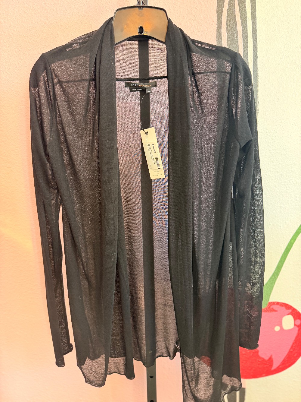 BCBG Sheer Drape Front Cardigan