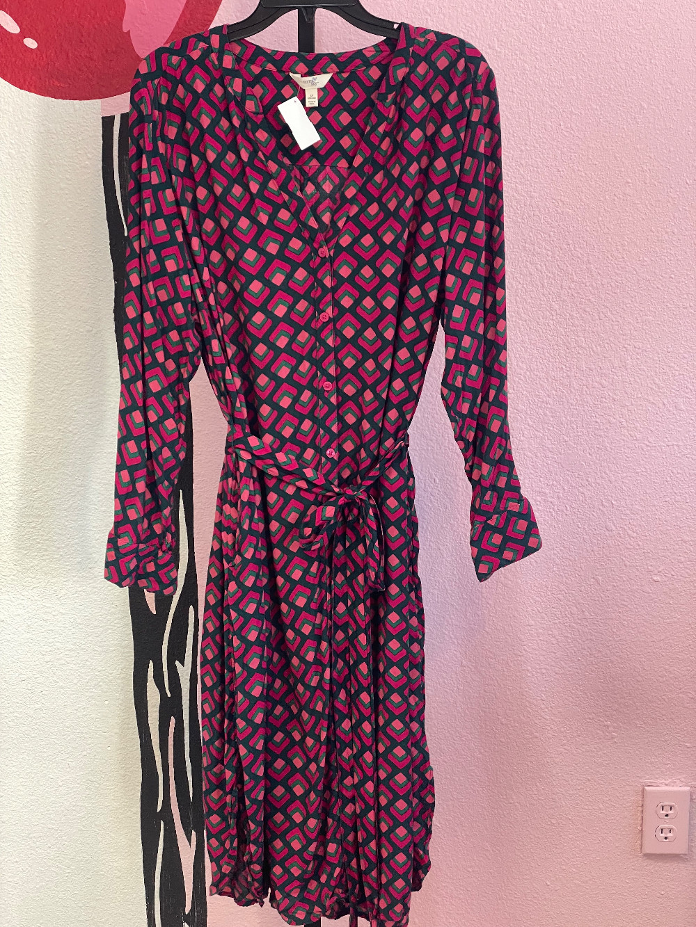 Terra & Sky Diamond Print Belted Dress