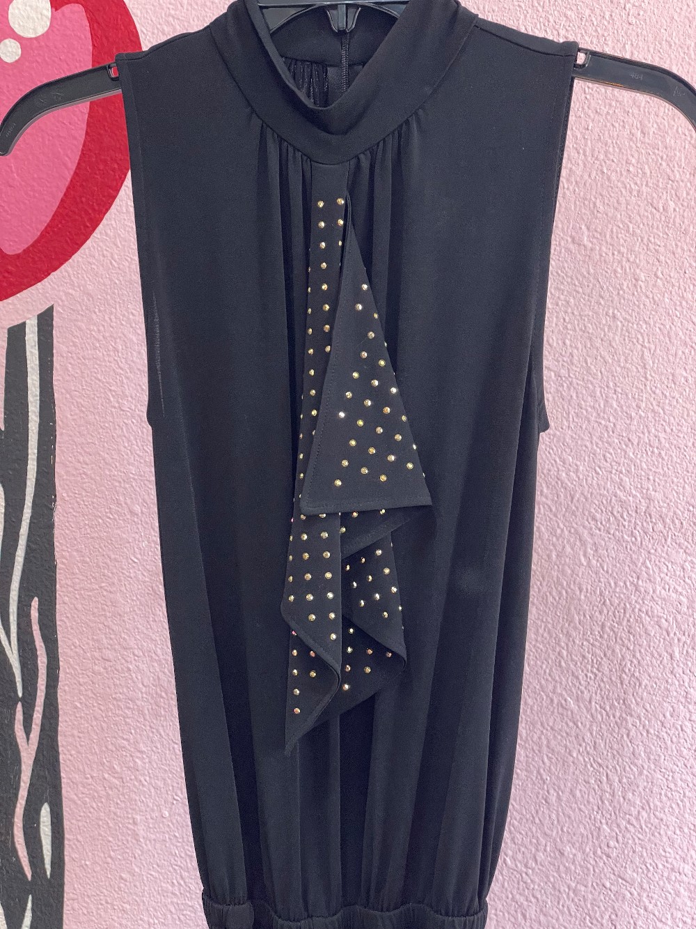 Michael Kors Beaded Mock Neck Tie Waist Jumpsuit