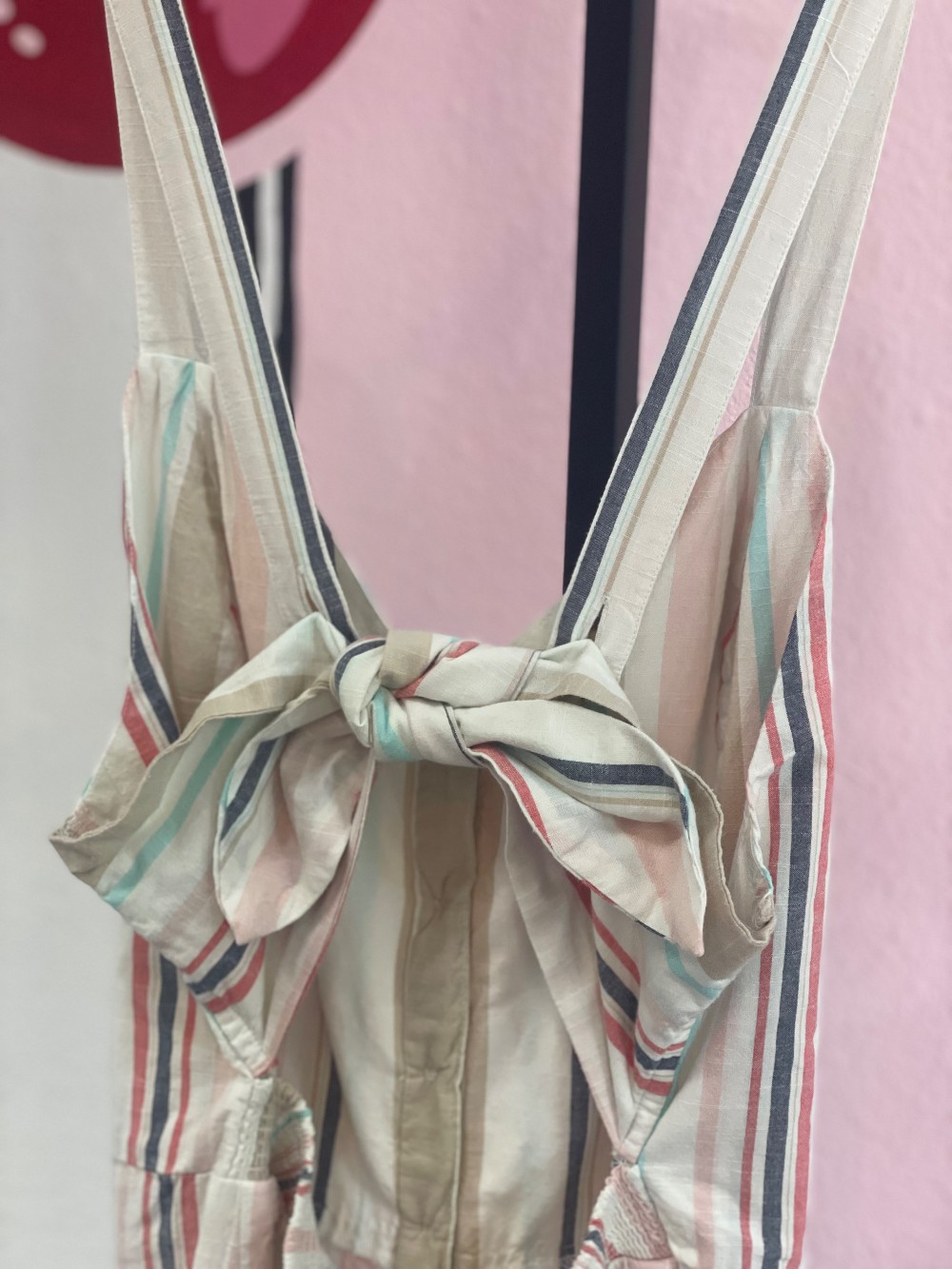 Japna Striped Tie Back Cotton Jumpsuit