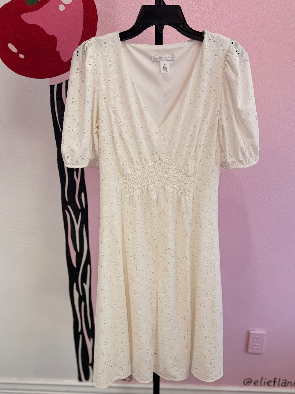 London Times Eyelet Short Sleeve Dress
