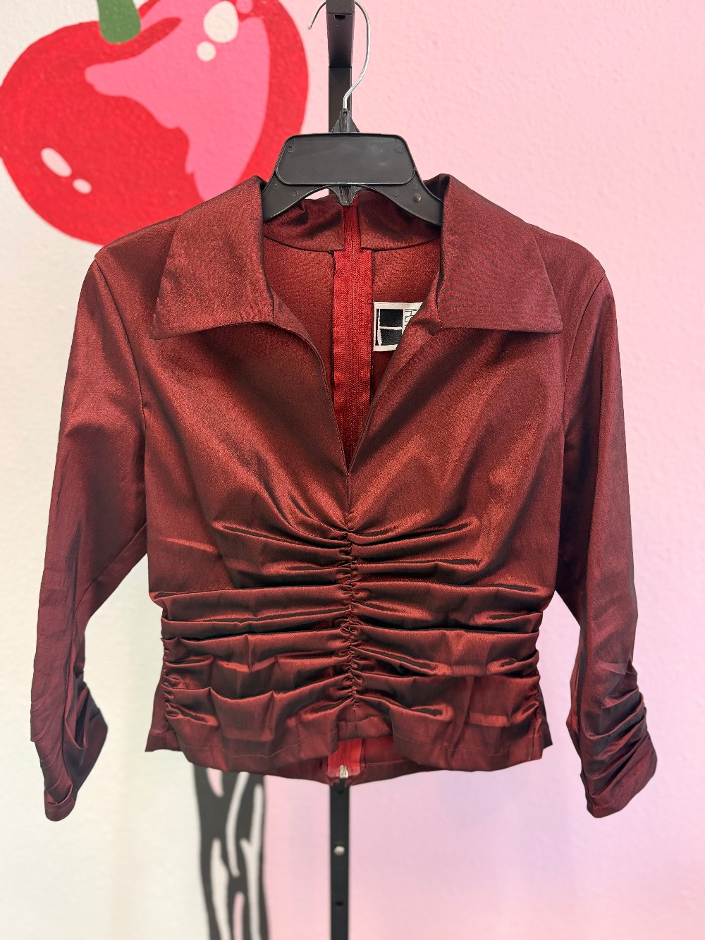 Tadashi Vintage Rouched Satin Evening Top