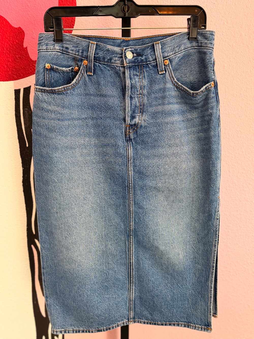 Levi's Denim Straight Midi Skirt
