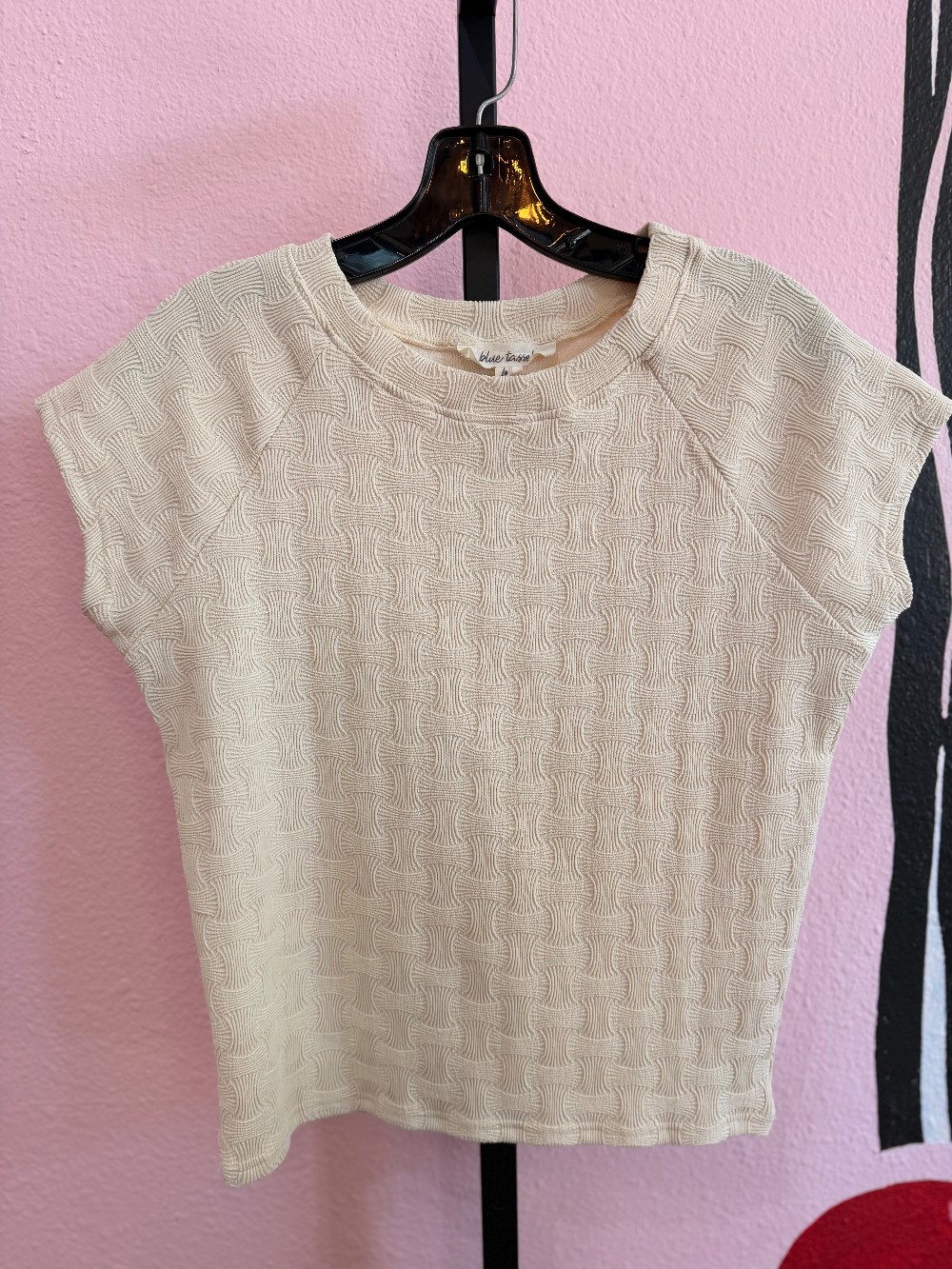 Blue Tassel Textured Top