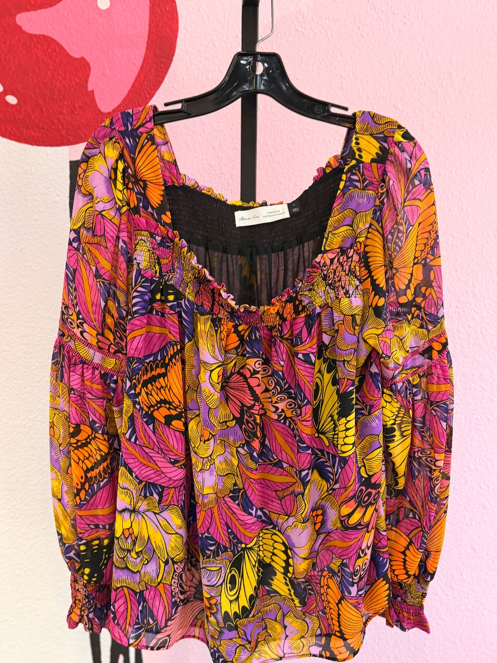 Alexandra Farmer Smocked Floral Neck Top