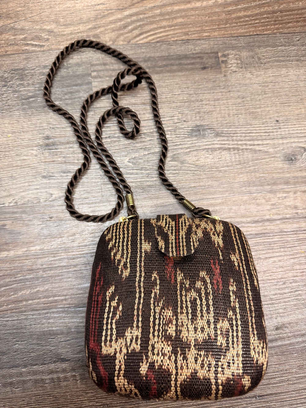 Vintage Ikat Woven Hard Clutch/Crossbody