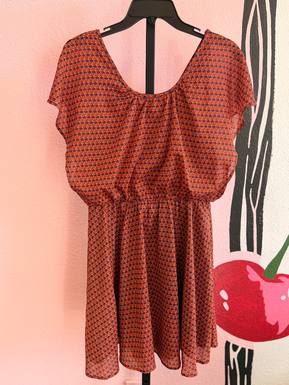 Bar III Pattern Elastic Waist Mini Dress