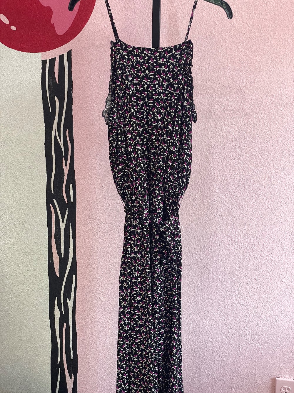 CeCe Vine Print Halter Belted Maxi Dress