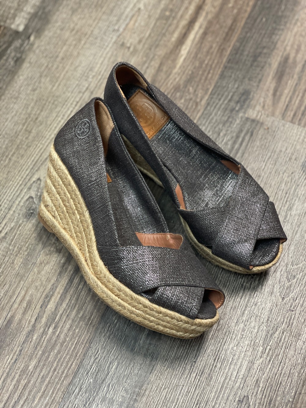 Tory Burch Metallic Espadrille Wedges