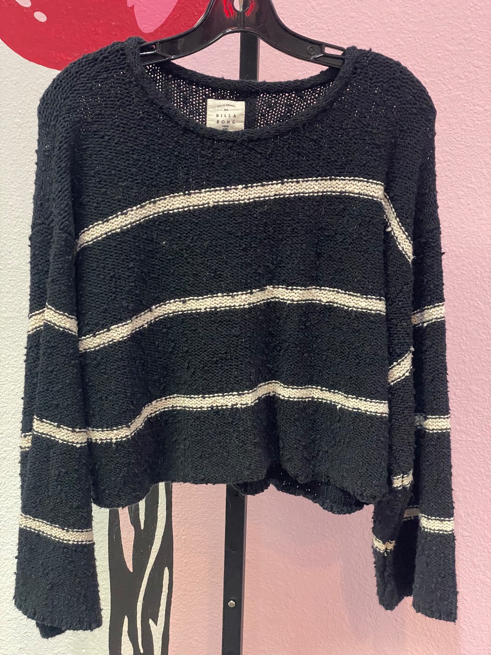 Billabong Striped Boxy Crop Sweater