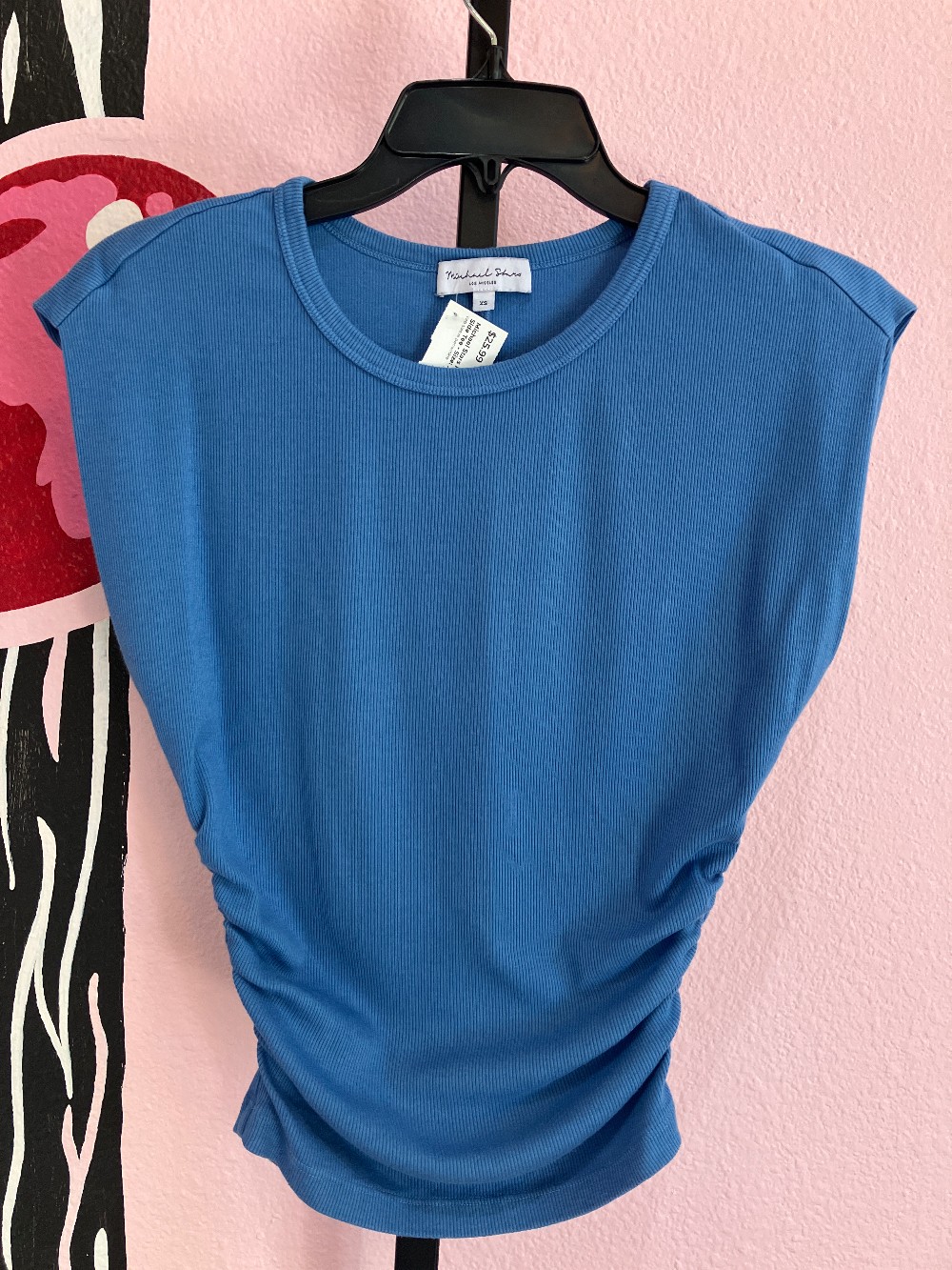 Michael Stars Ribbed Ruched Side Tee