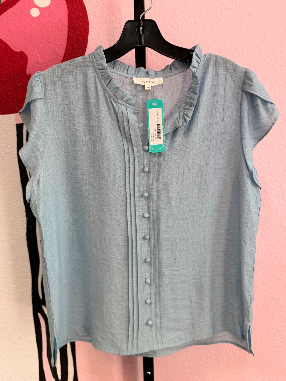 Fun2Fun Ruffle Button Down Top