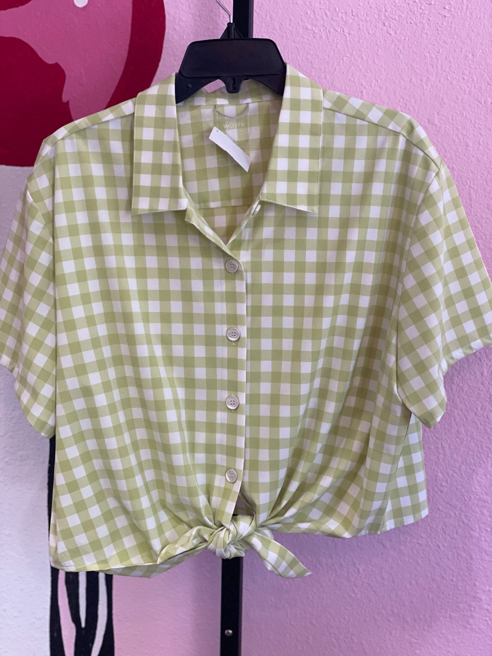 Wayre Gingham Tie Front Crop Button Down