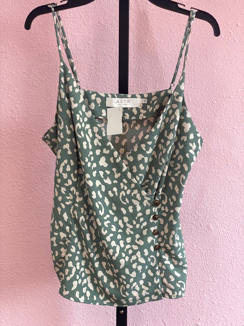 ASTR Leopard Print Button Front Tank
