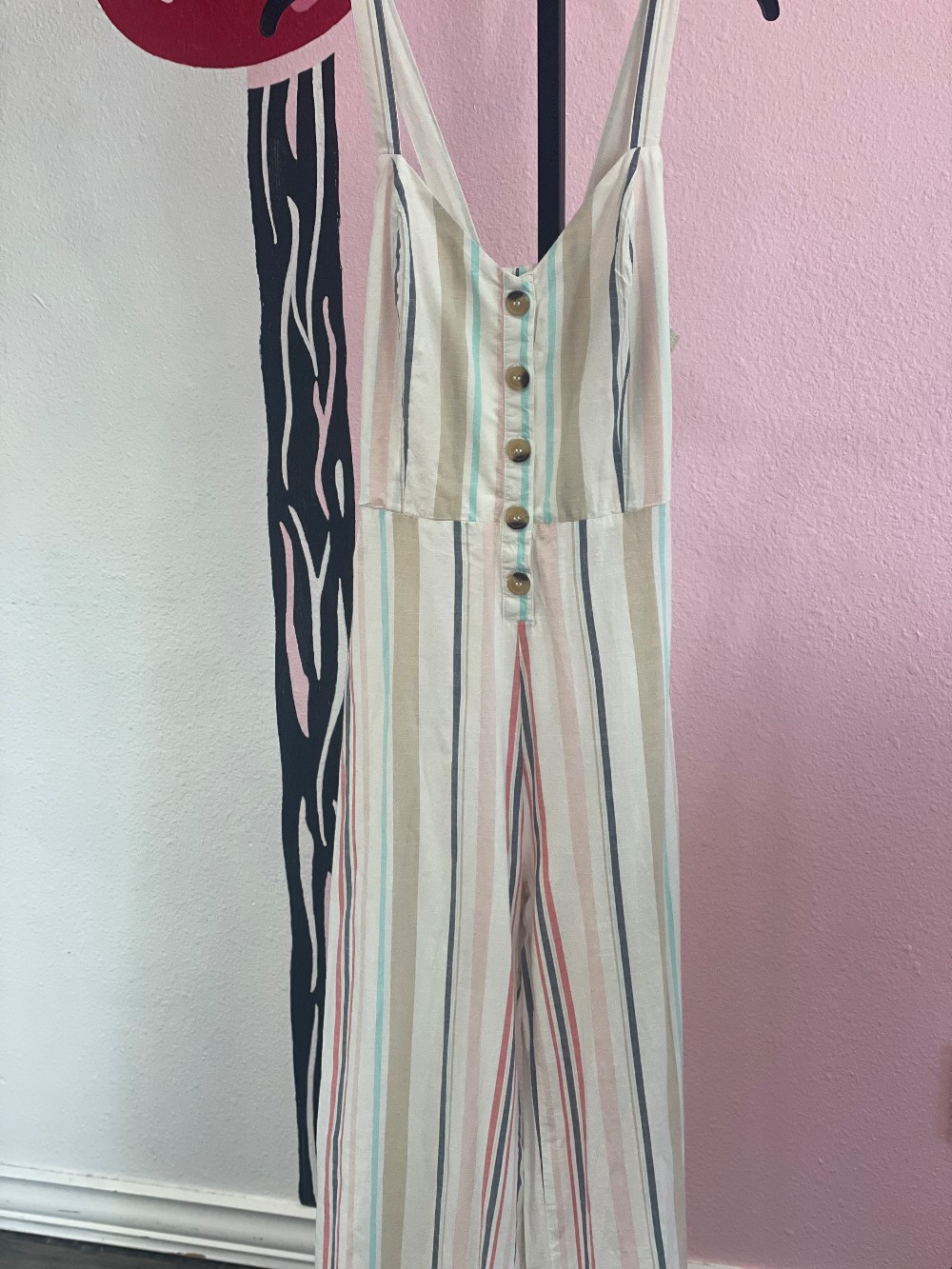 Japna Striped Tie Back Cotton Jumpsuit