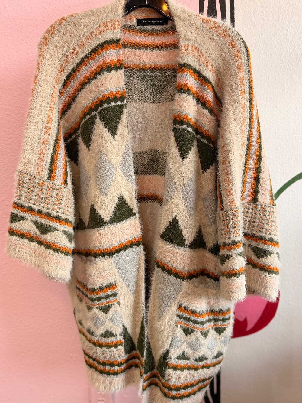 Do Everything in Love Chevron Fuzzy Cardigan