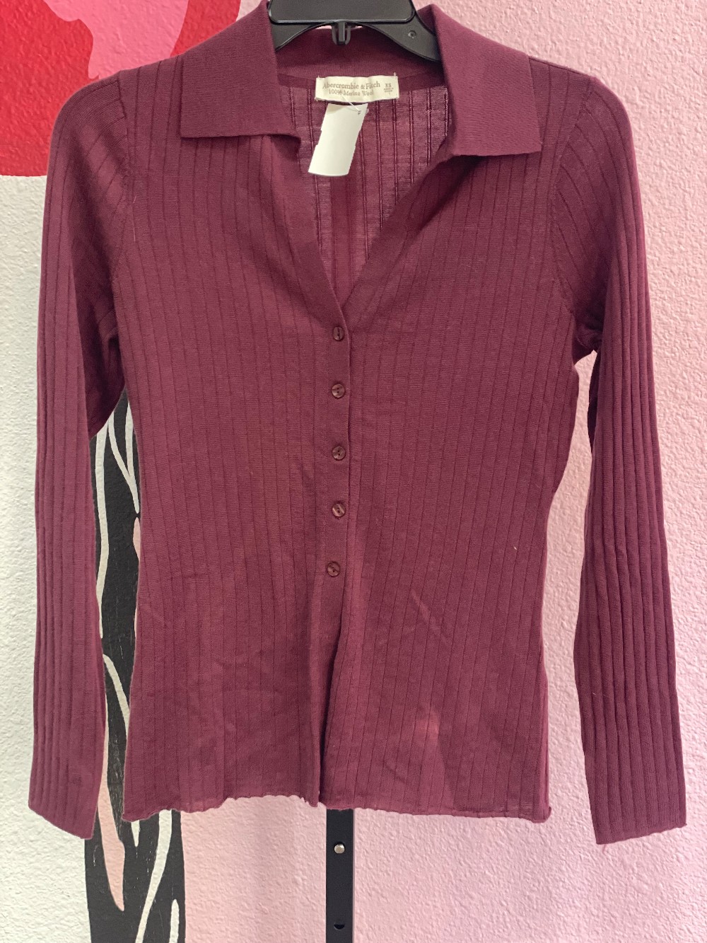 Abercrombie Ribbed Collared Merino Wool Sweater