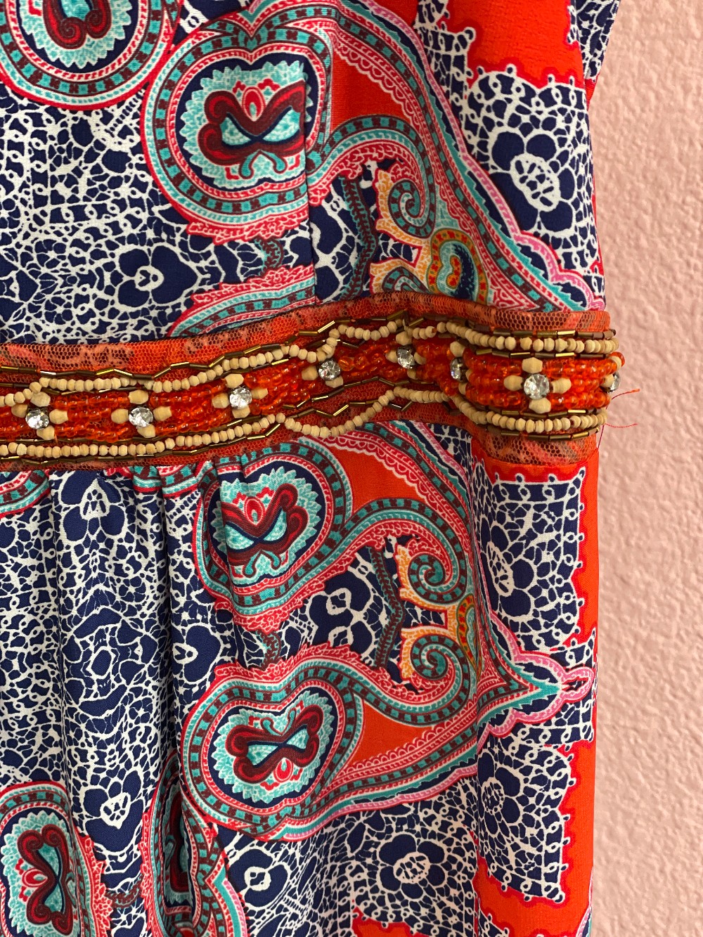 ny collection Halter Beaded Pattern Maxi Dress