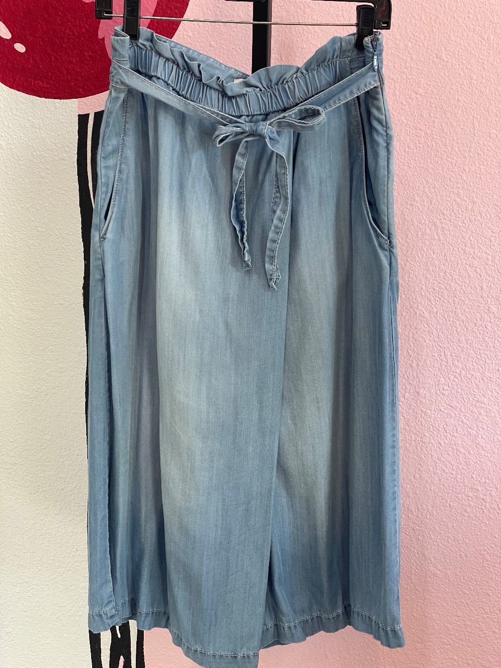 Holding Horses Chambray Tie Waist Gaucho Pants