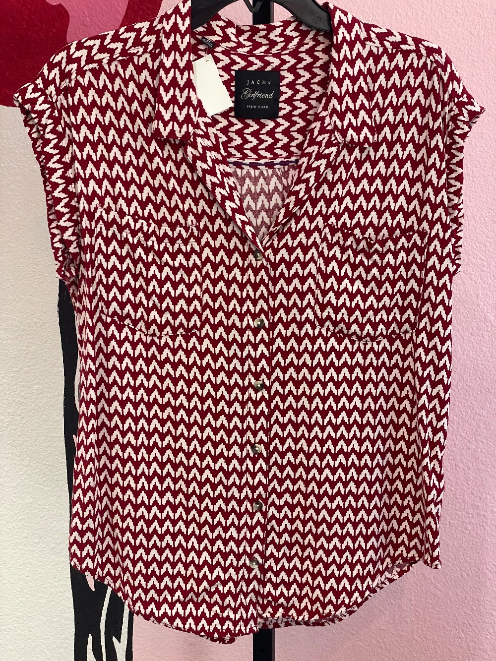 Jachs Girlfriend Chevron Button Down Blouse