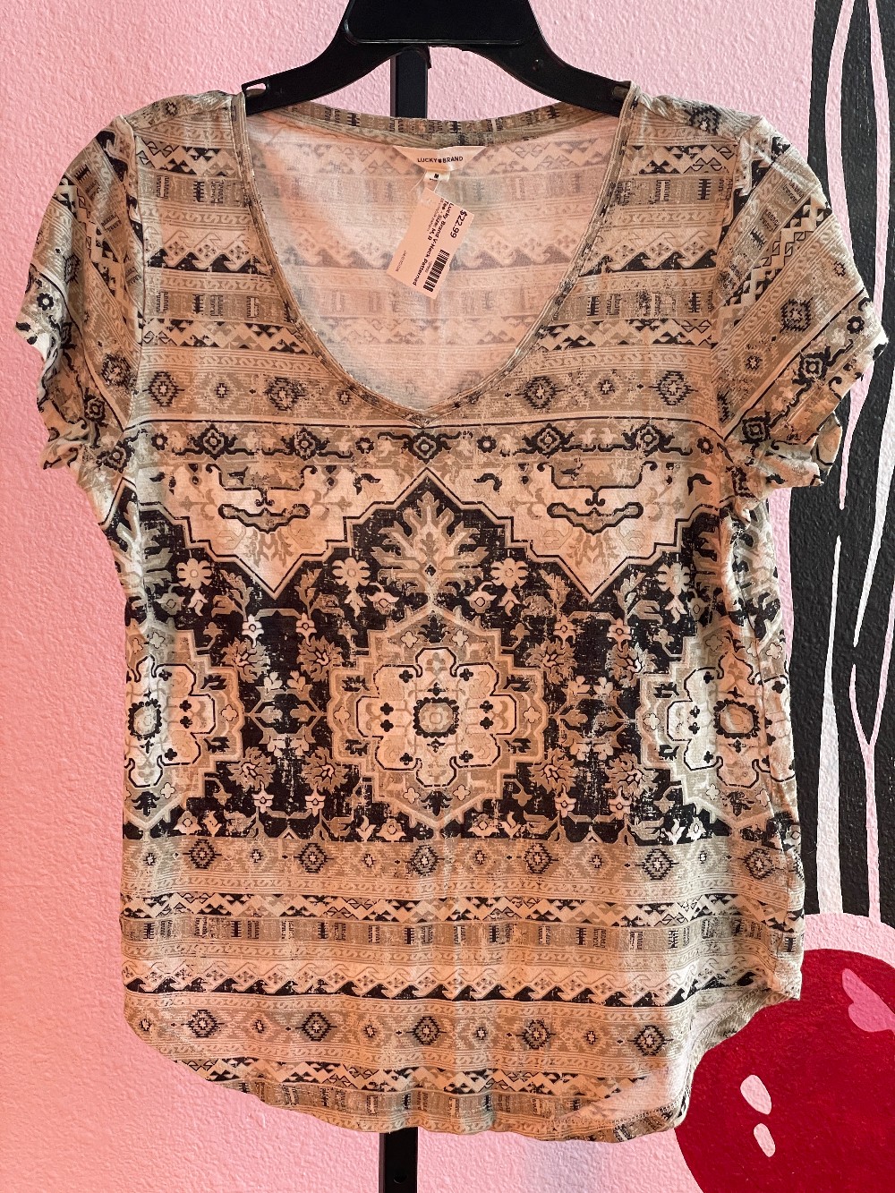 Lucky Brand V-Neck Patterned Tee