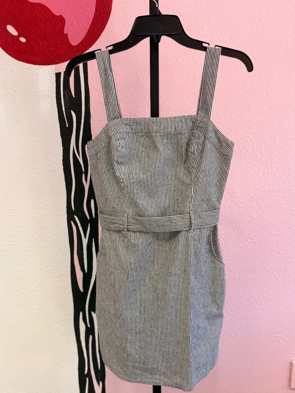 Hollister Striped Denim Overall Dress