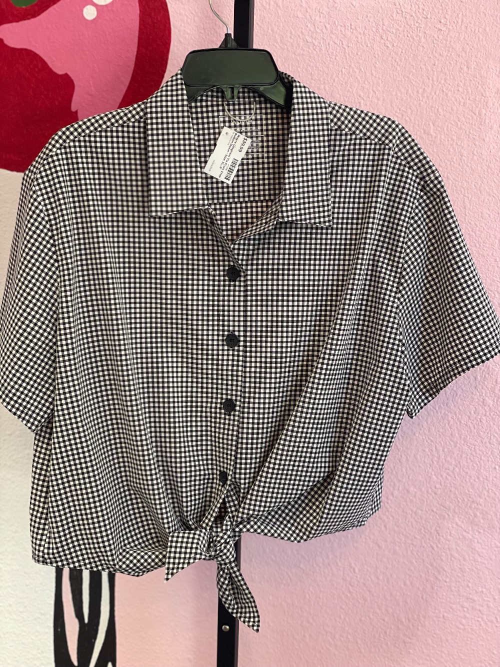 Wayre Gingham Tie Front Crop Button Down