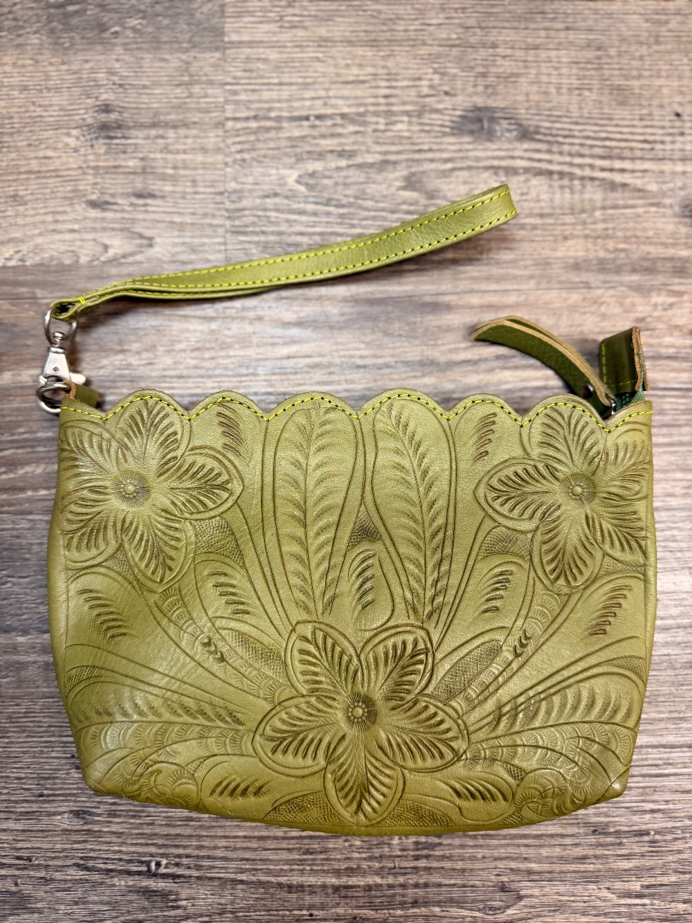 JL Saldivar Tooled Leather Wristlet