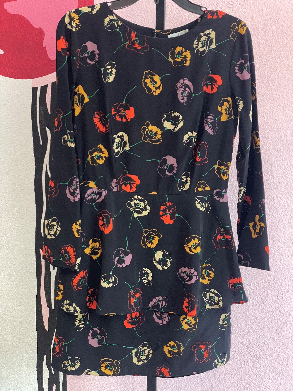 Steven Alan Julieta Floral Peplum Silk Dress
