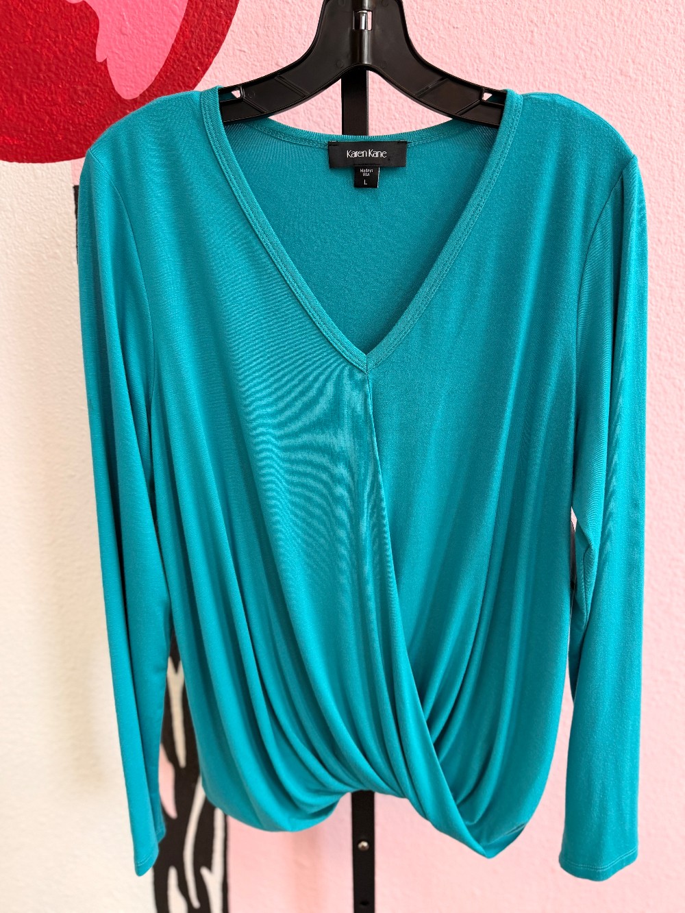 Karen Kane Faux Wrap Long Sleeve Top
