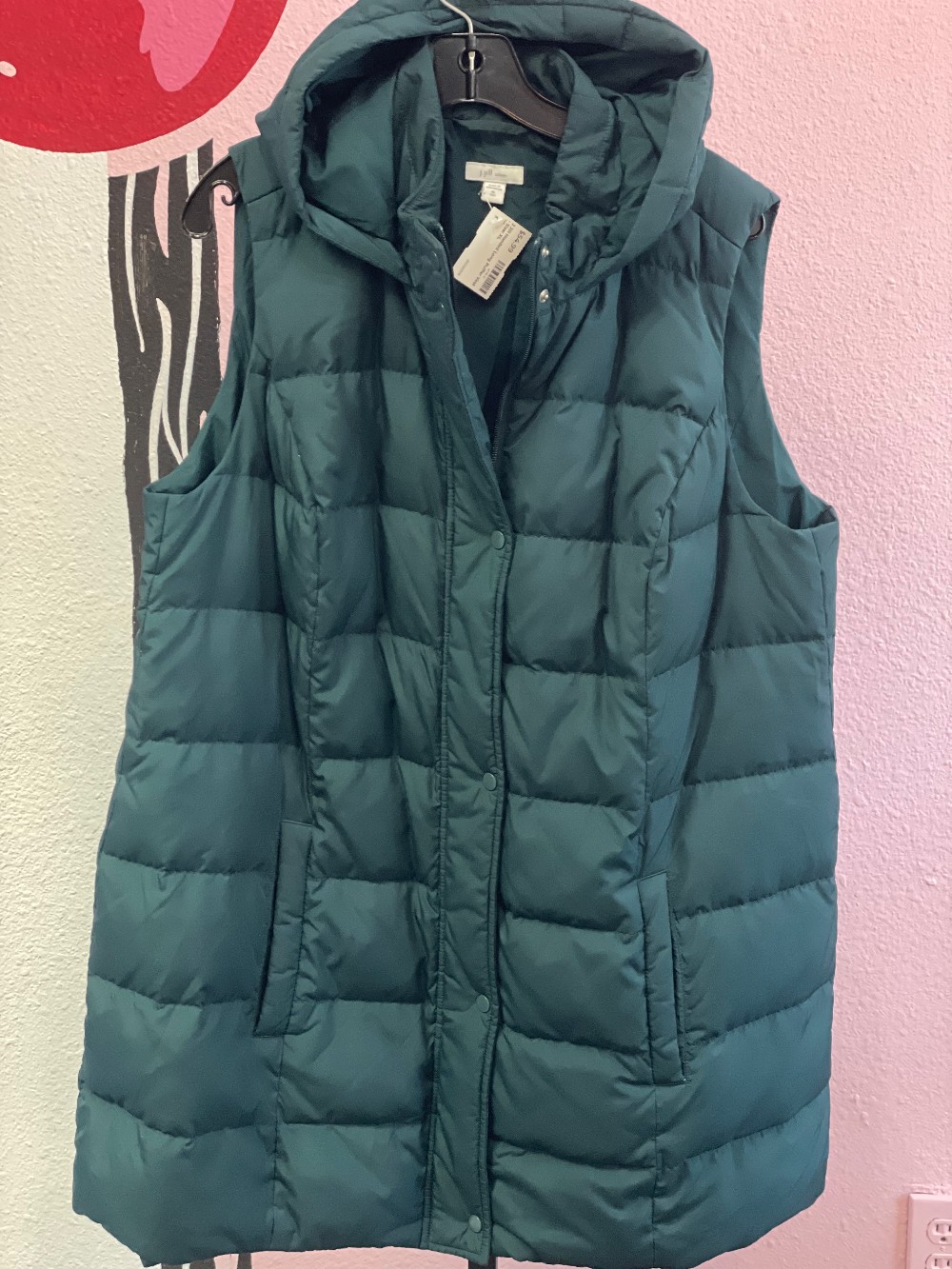 J Jill Hooded Long Puffer Vest