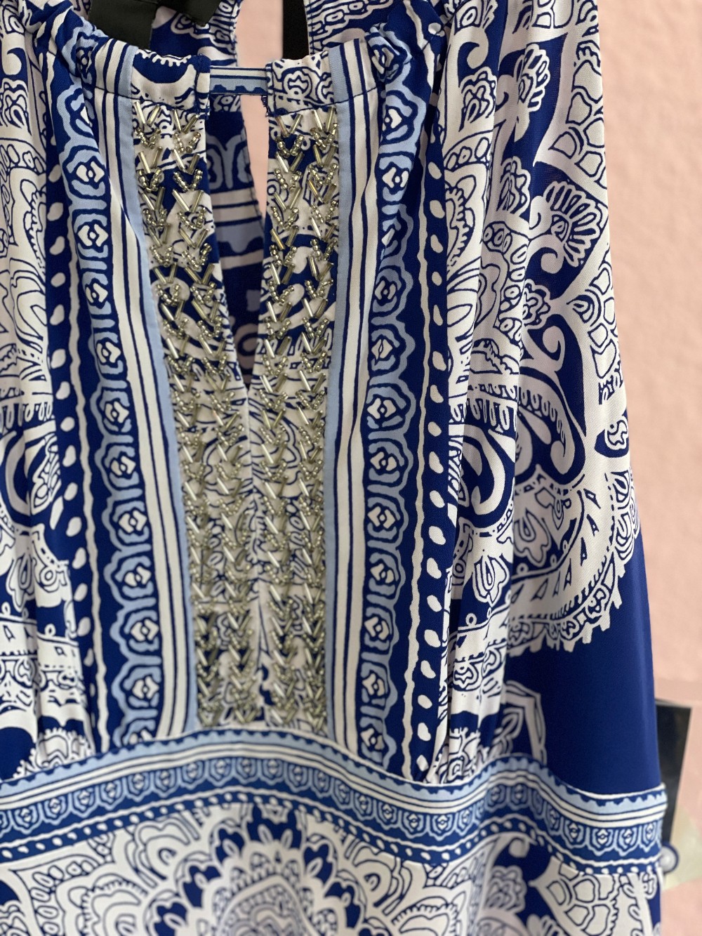 INC Ocean's Tale Beaded Halter Maxi Dress