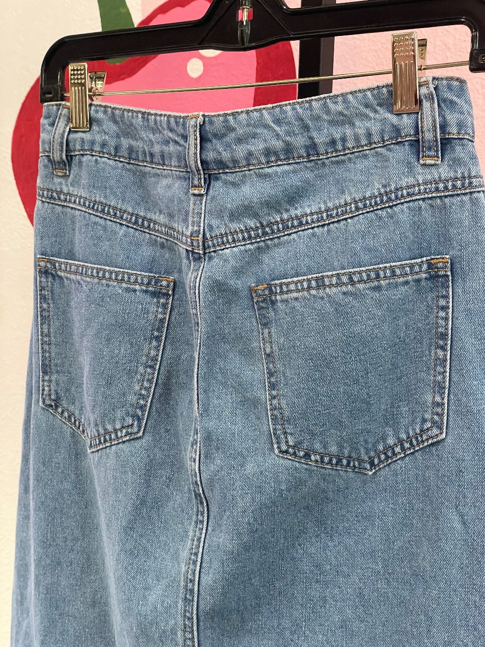 Mable Split Front Raw Hem Denim Maxi Skirt